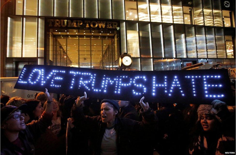 Protestors outside Trump Tower