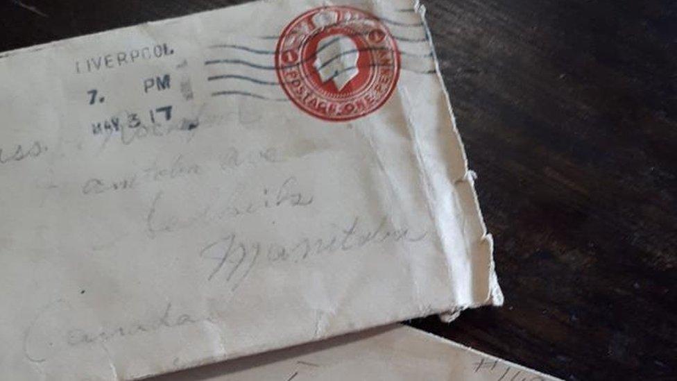 The envelope and letter found by Amanda Kehler