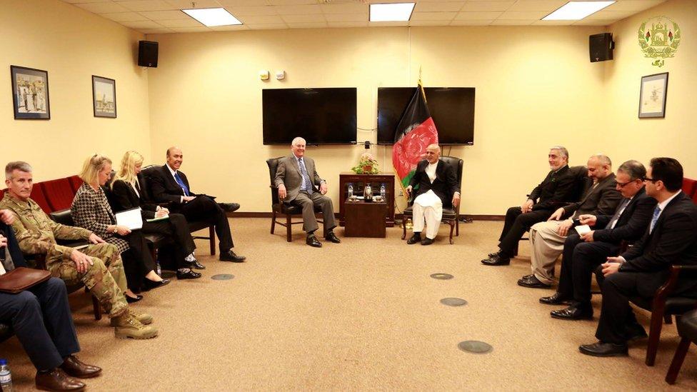 A photo of the meeting released by the Afghan president's office