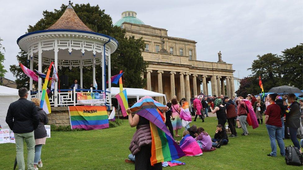 Crowds enjoying Pride in the Park in Cheltenham's Pittville park in 2022