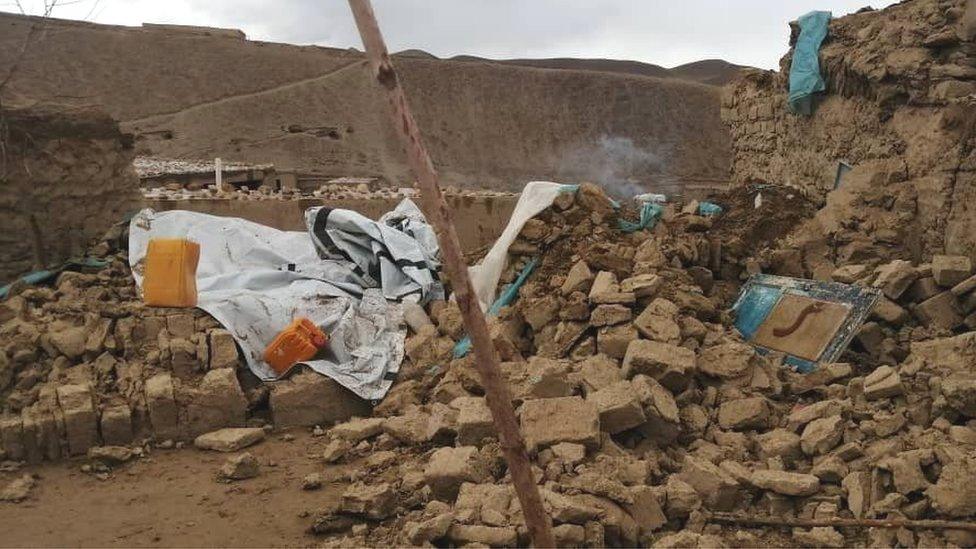 The rubble from buildings brought down by the quakes