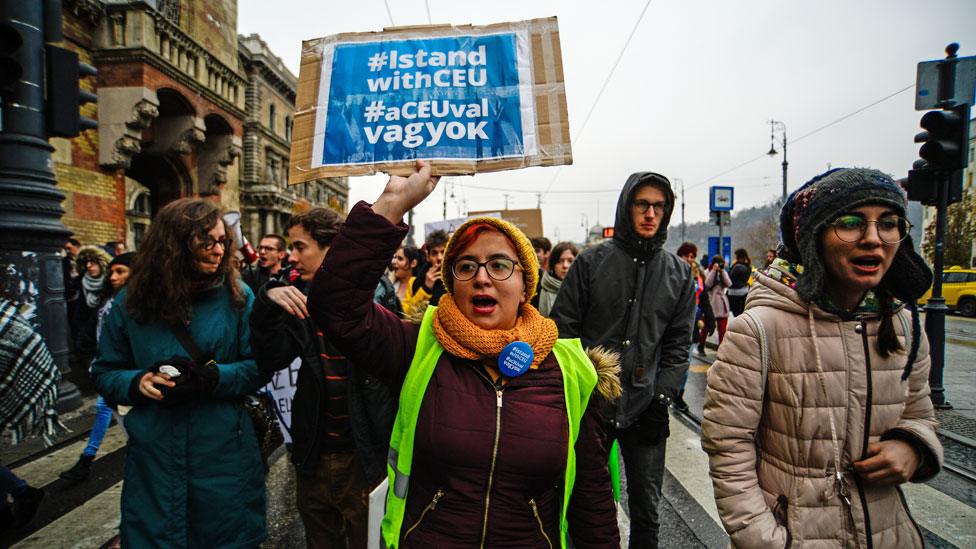 Budapest university protest