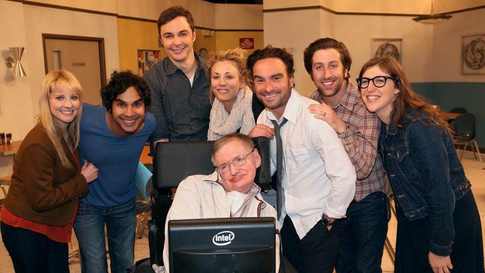 The Big Bang Theory tweeted this picture remembering when Hawking appeared on the programme.