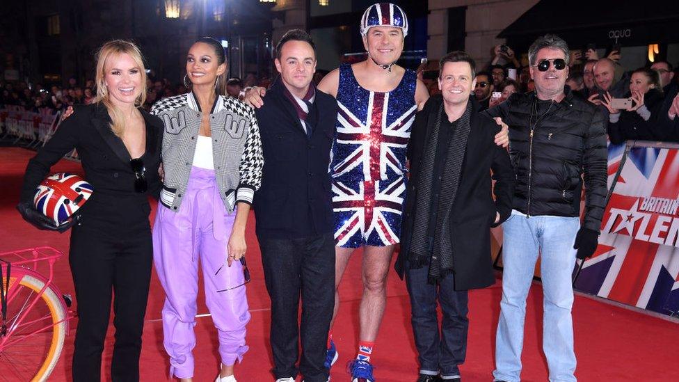 Amanda Holden, Alesha Dixon, Ant McPartlin, David Walliams, Declan Donnelly and Simon Cowell arrive at the Britain's Got Talent 2019 photocall