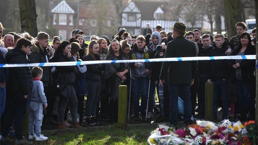 Vigil at stabbing location, Writtle