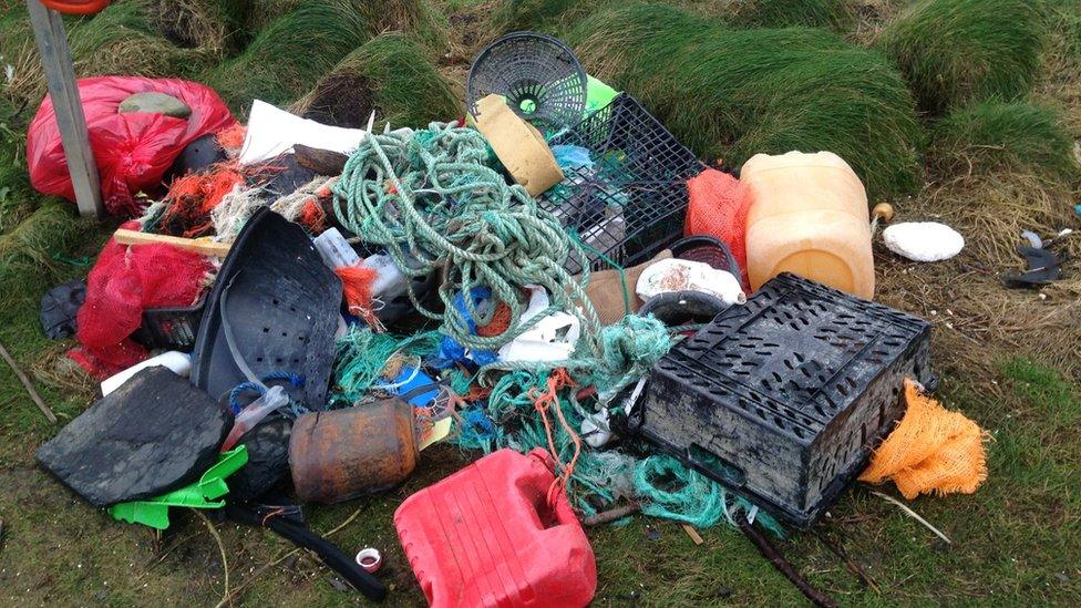 Waste cleared by Vicky Pearson at Druidstone Beach