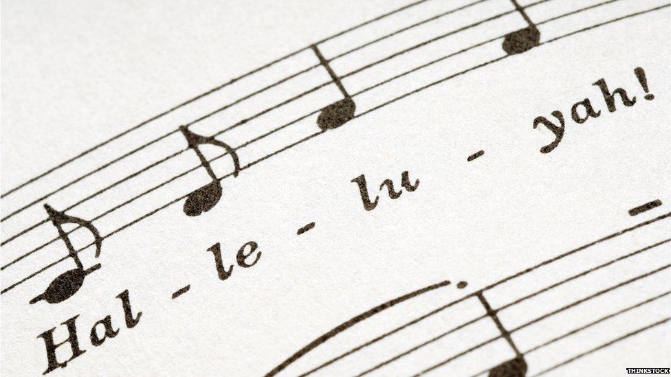 Music score with the words "halleluyah!"