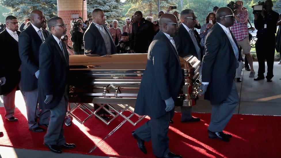 Aretha Franklin's casket