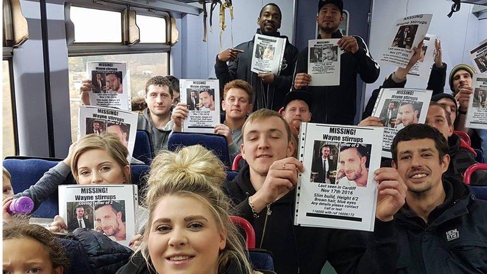 Family and friends of Wayne Stirrups head to Cardiff on the train