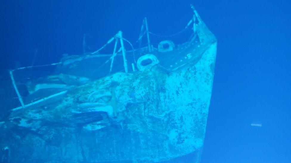 The bow of the sunken ship