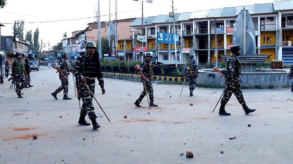 Indian security forces in Srinagar