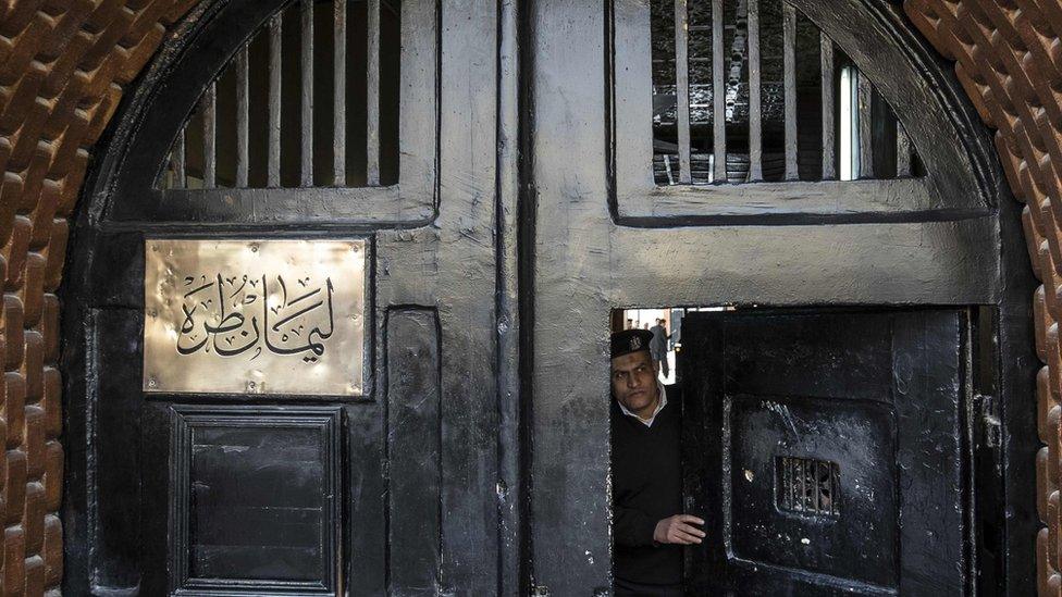 File photo showing entrance to Tora prison in Cairo (11 February 2020)