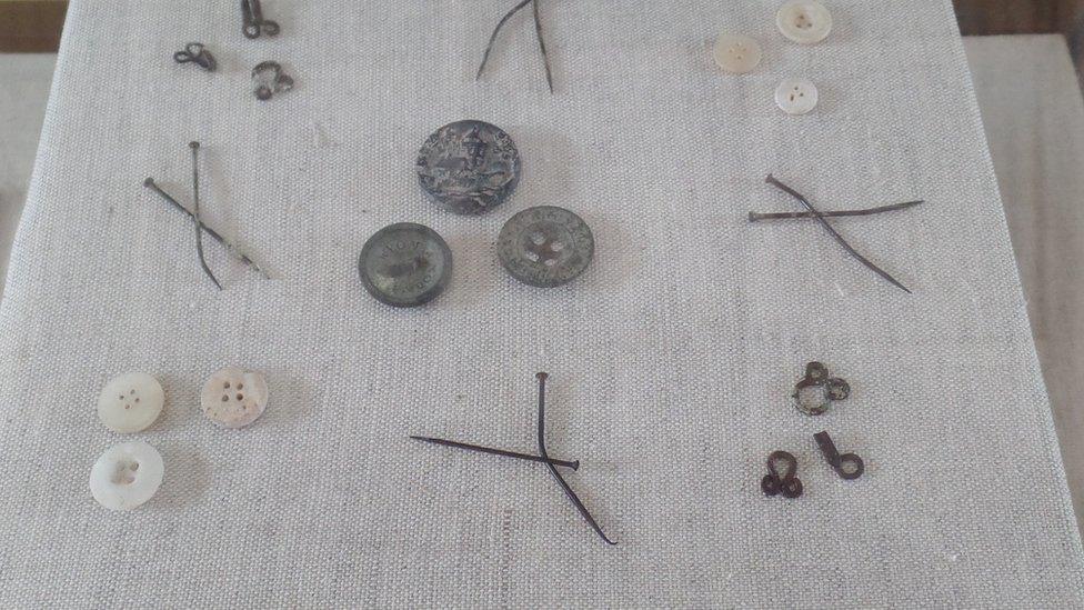 Many sewing items - including needles, hooks and eyes, and buttons made of bone, metal and shells - have been recovered over the years.