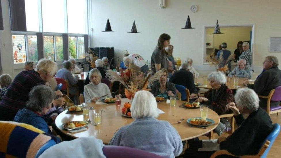 Friends at Affinity day centre having lunch