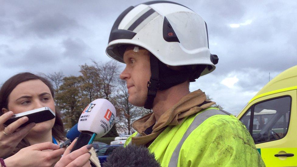 Station manager Dave Winspear talking to media