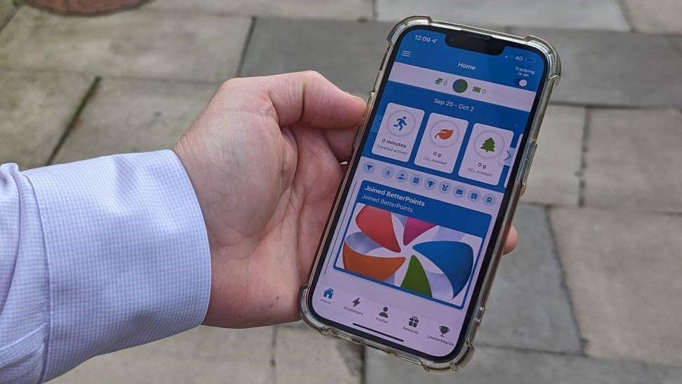 The BetterPoints Sheffield app allows people to accrue points for walking or cycling