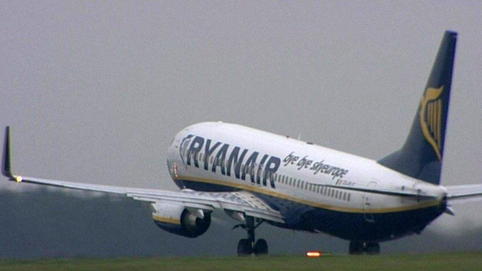 A Ryanair flight taking off