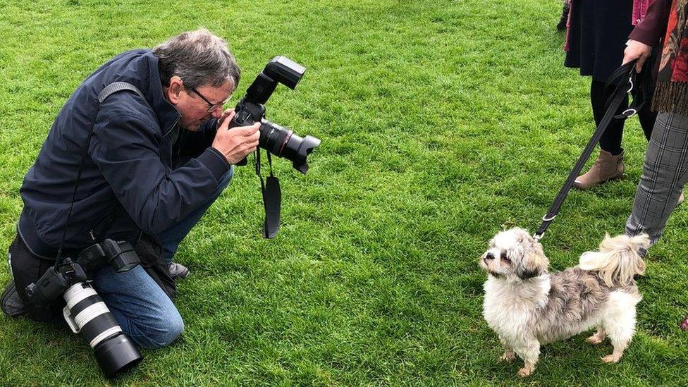 Rocky getting picture taken