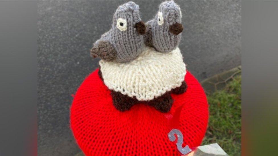 The knitted two turtle doves