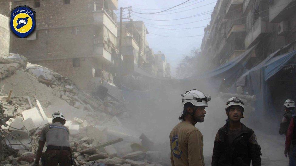 Aleppo, picture provided by the Syrian Civil Defense group known as the White Helmets