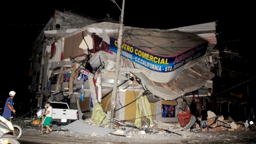 Quake damage in Manta, Ecuador, 17 April