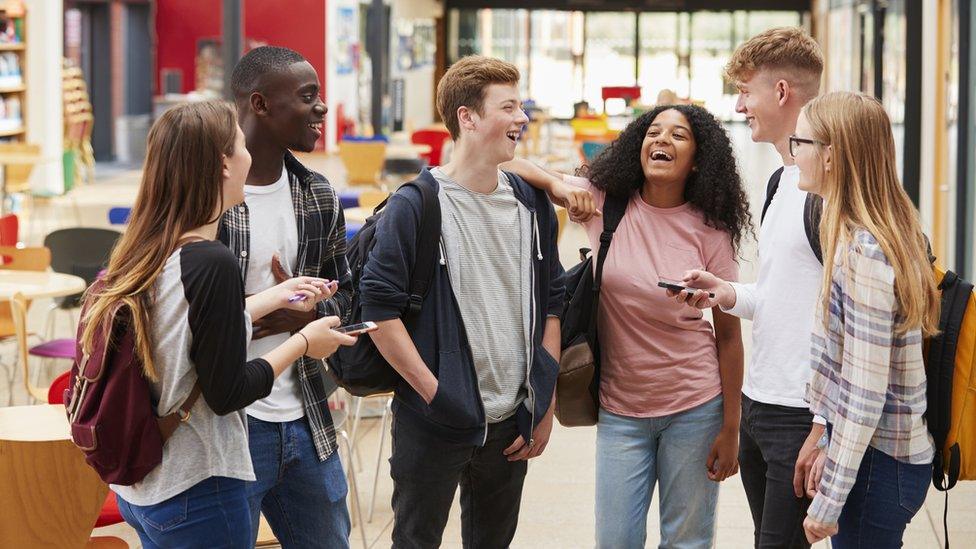 students chatting