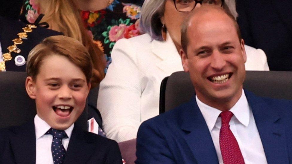 Prince George and Prince William at the Platinum Party at the Palace