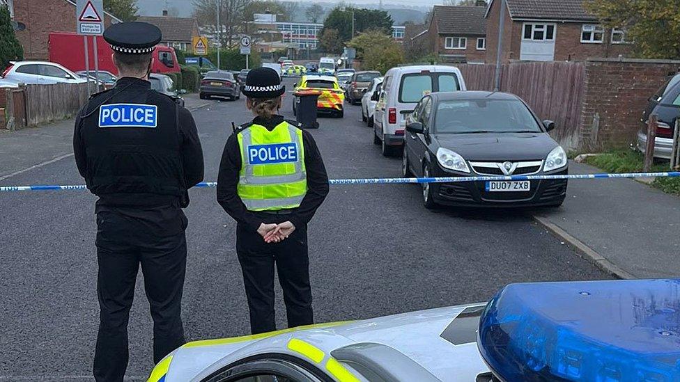 Police at scene of murder in Houghton Regis