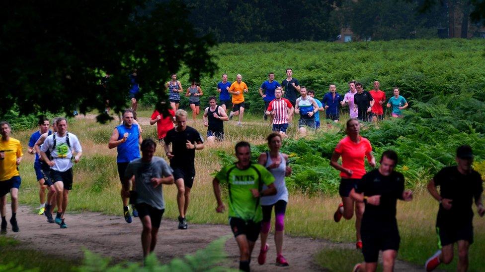 Runners take on the course at Bushy Park in south-west London - where Parkrun began in 2004