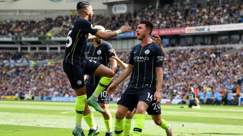 Riyad Mahrez and Aymeric Laporte