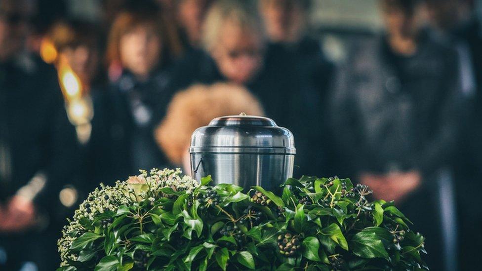 Urn at funeral