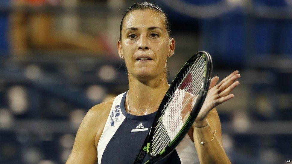 Flavia Pennetta, of Italy, during her second round match at the U.S. Open Tennis tournament in New York, on 3 September 2015