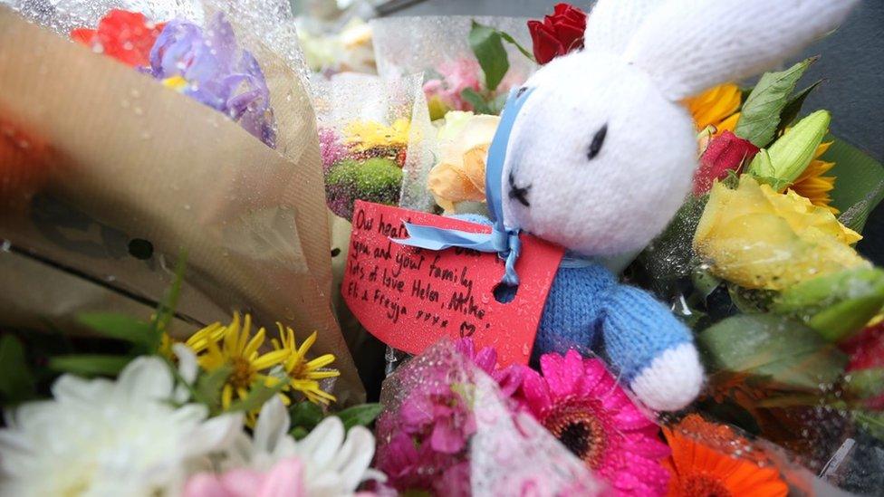 Flowers and teddy tributes