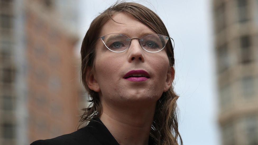 Chelsea Manning outside of court