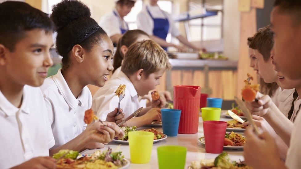 Children eating a school meal