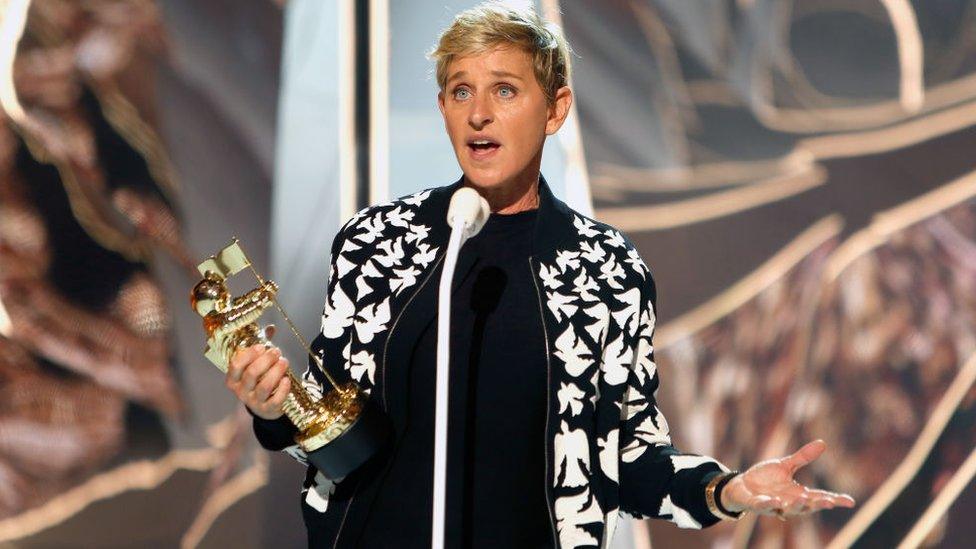 Ellen DeGeneres presents the Michael Jackson Video Vanguard Award onstage during the 2017 MTV Video Music Awards at The Forum