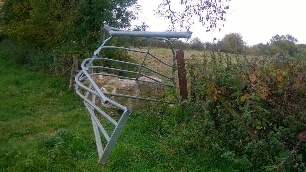 Broken farm gate