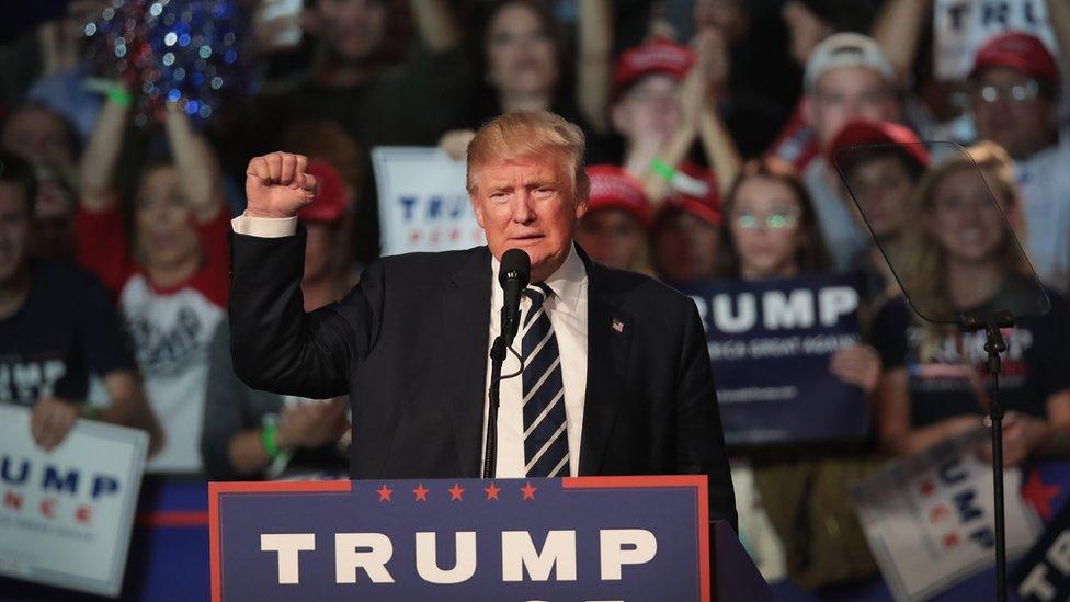 Donald Trump, shown speaking in Grand Rapids, Michigan