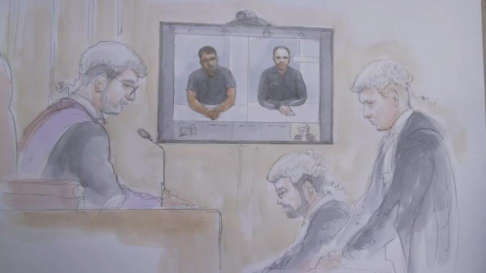 Court sketch of the two men in court on Wednesday 