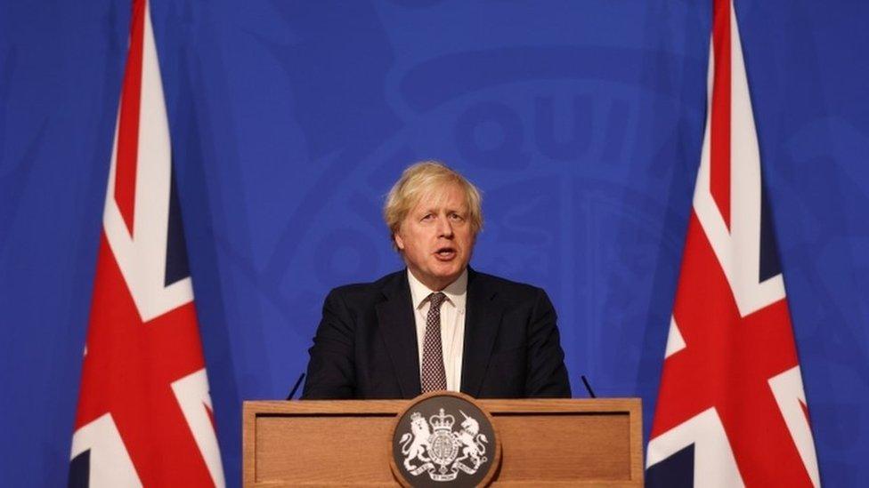 UK PM Boris Johnson at Tuesday's press conference