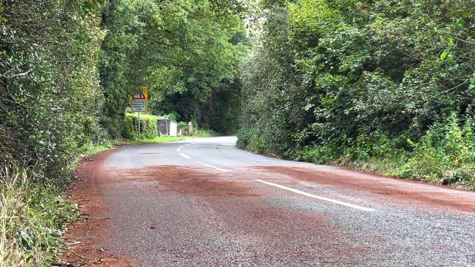 Crash site in Lenham Road, Headcorn