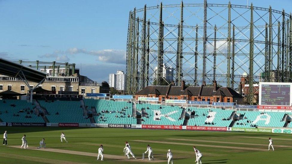 The Victorian gasholder at the Oval