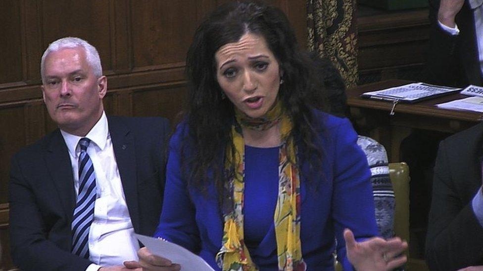 Scottish National Party MP Tasmina Ahmed-Sheikh speaking during a debate among members of parliament gathered in a chamber at the Houses of Parliament in London