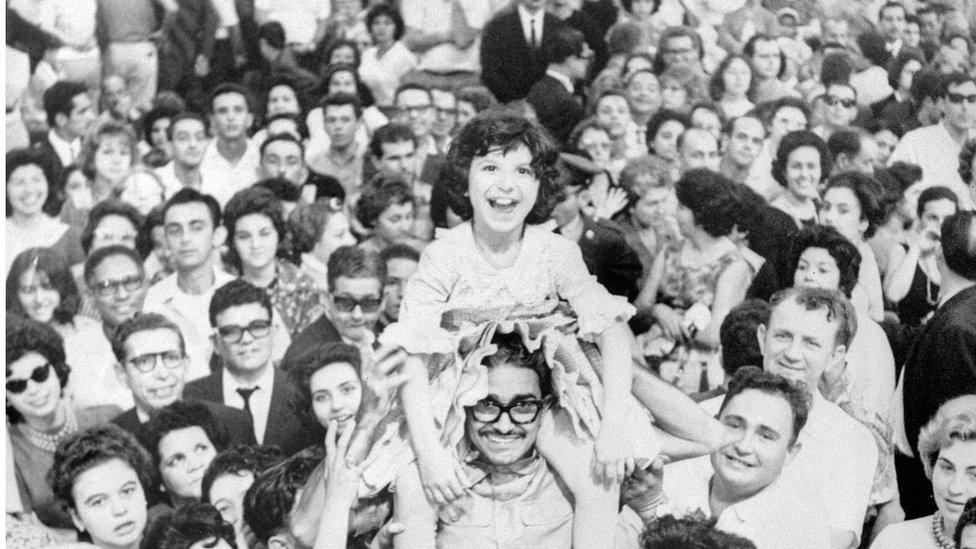 Relatives and friends met the released prisoners in Miami on Christmas, 1962.