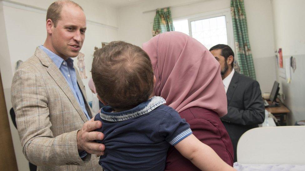 Prince William on visit to Jalazone Refugee Camp, near Ramallah