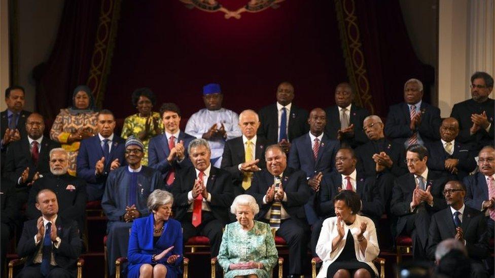 The Queen is applauded at the Commonwealth Heads of Government Meeting