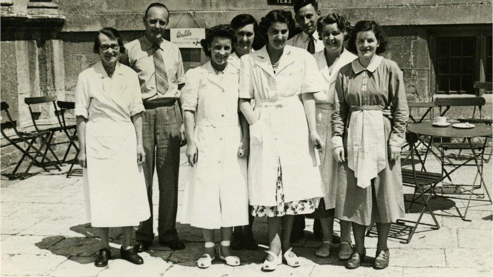 B&W photo of the café staff c1949