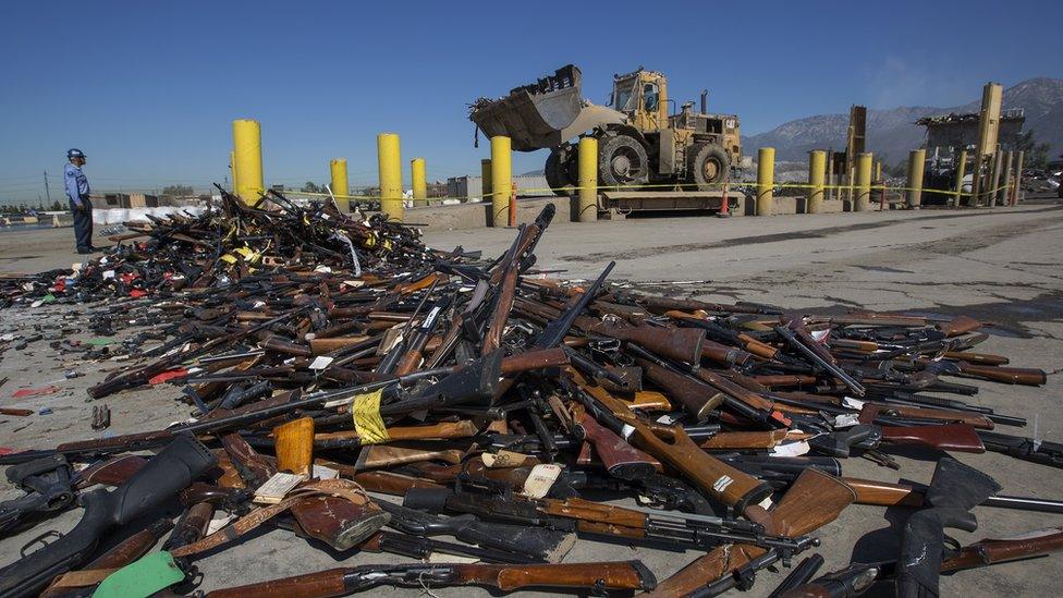 Weapons seized by police in LA are destroyed