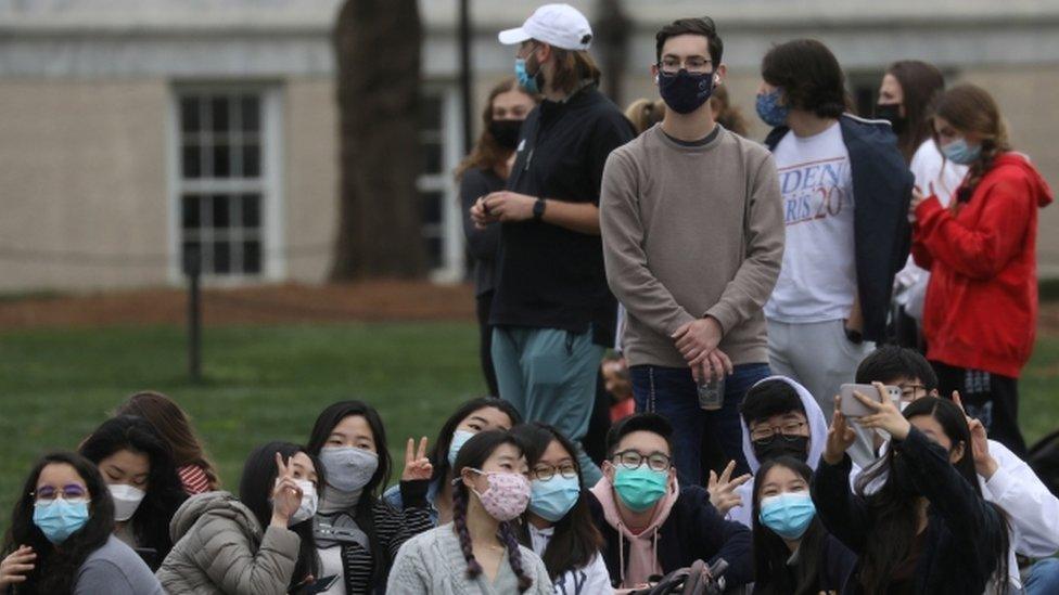 Students at Emory University in Atlanta, GA during President Biden's visit, 21 March 2021