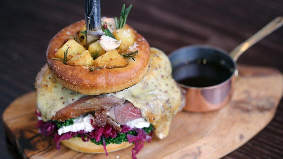 Roast dinner in a burger